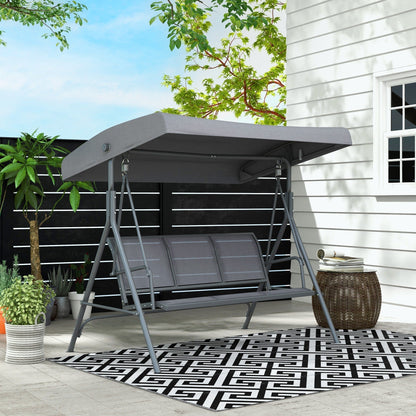 Outsunny 3 Seater Garden Swing Chair With Canopy And Breathable Mesh Seat