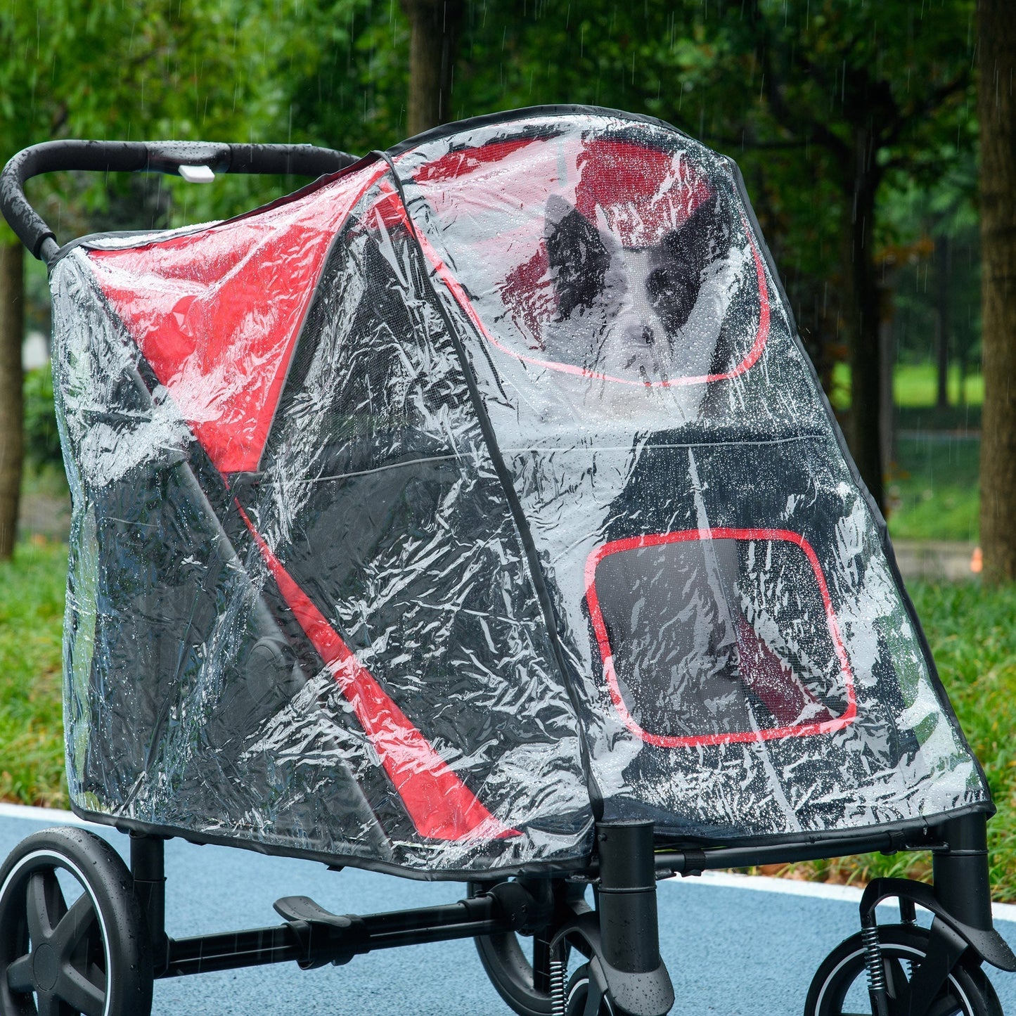 PawHut Rain Cover For Dog Pram Stroller Keeps Pets Dry Warm Flap Free Rear Entry Design For Dog Parents