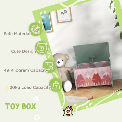 ZONEKIZ Kids Toy Box With Lid Safety Hinge For Safe Toy Storage Green Perfect For Playrooms