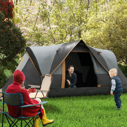 Outsunny 6 Person Dome Camping Tent For Family Camping With Blackout Double Layer And Fibreglass Poles
