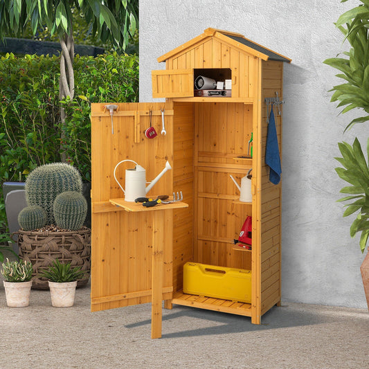 Durable Outdoor Storage Cabinet Tall 180.5cm With Lockable Doors And Foldable Table