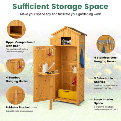 Durable Outdoor Storage Cabinet Tall 180.5cm With Lockable Doors And Foldable Table