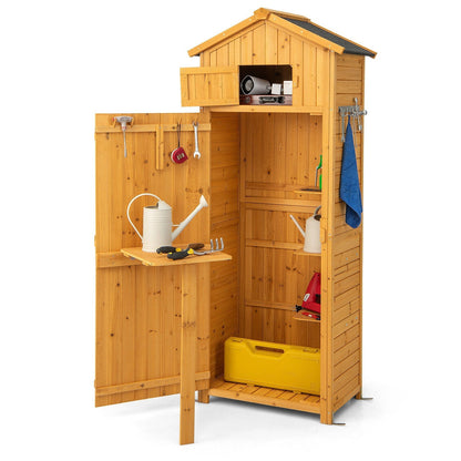 Durable Outdoor Storage Cabinet Tall 180.5cm With Lockable Doors And Foldable Table