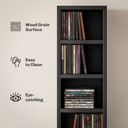 HOMCOM 204 CD Storage Tower Tall Narrow Media Organizer Anti Tip Design for Music Lovers