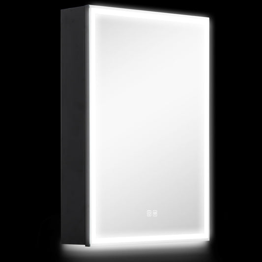 HOMCOM Bathroom Mirror Cabinet With LED Lights Shaver Socket Demister Dimmer For Modern Bathrooms