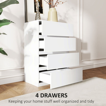HOMCOM 4 Drawer Chest Of Drawers Modern Bedroom Dresser For Organization And Space Saving Storage Unit