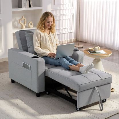 HOMCOM 3-In-1 Sofa Bed Chair For Small Spaces With High-Density Foam Comfort