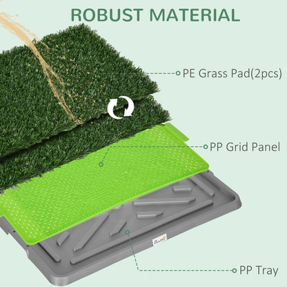 PawHut Realistic Artificial Grass Dog Toilet With Tray For Potty Training Indoor Outdoor 2 Pack 67x41cm