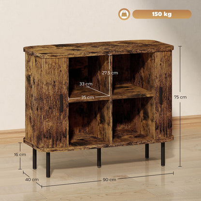 HOMCOM Mid-Century Modern Sideboard Storage Cabinet Slatted Tambour Doors Space Saving Kitchen Unit for Small Spaces