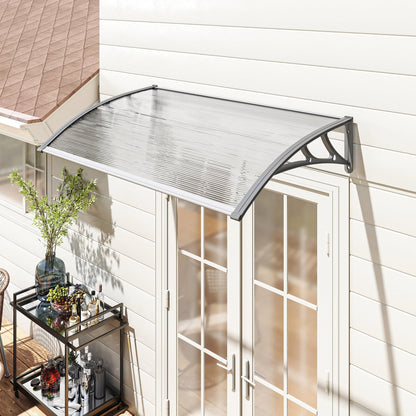 Outsunny Front Door Canopy Outdoor Awning 110x60cm Rain Shelter Aluminium Frame Easy Wall Mount For Homeowners