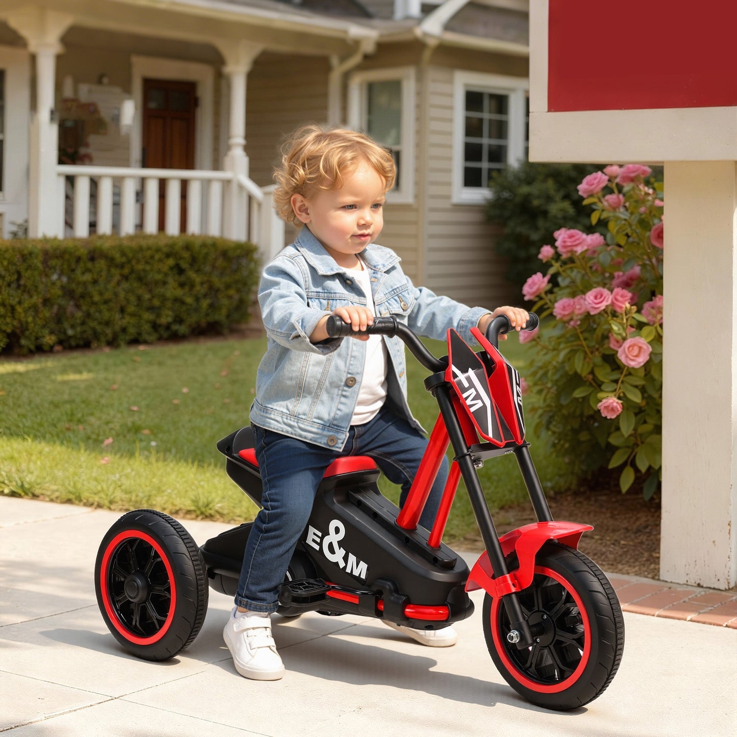 AIYAPLAY Kids Tricycle For Toddlers With Pedals 3 Wheel Stable Steel Frame Indoor Outdoor Red