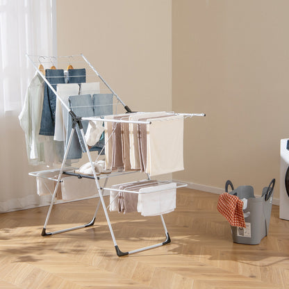 Laundry Drying Rack With Height Adjustable Wings Two Tier Space Saving For Small Spaces