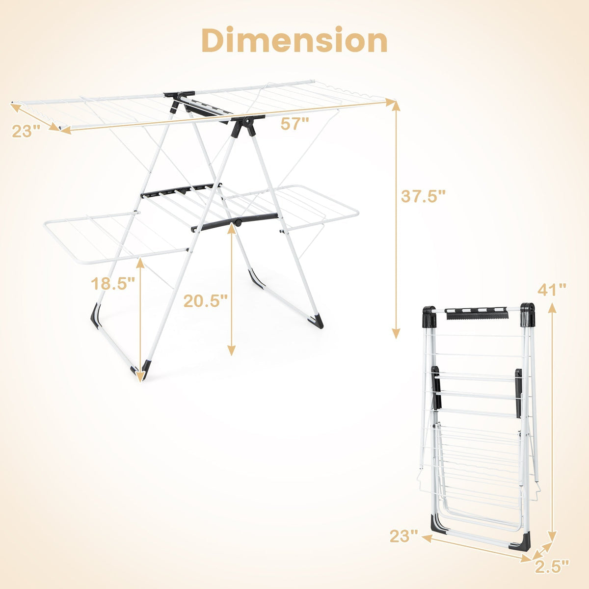 Laundry Drying Rack With Height Adjustable Wings Two Tier Space Saving For Small Spaces
