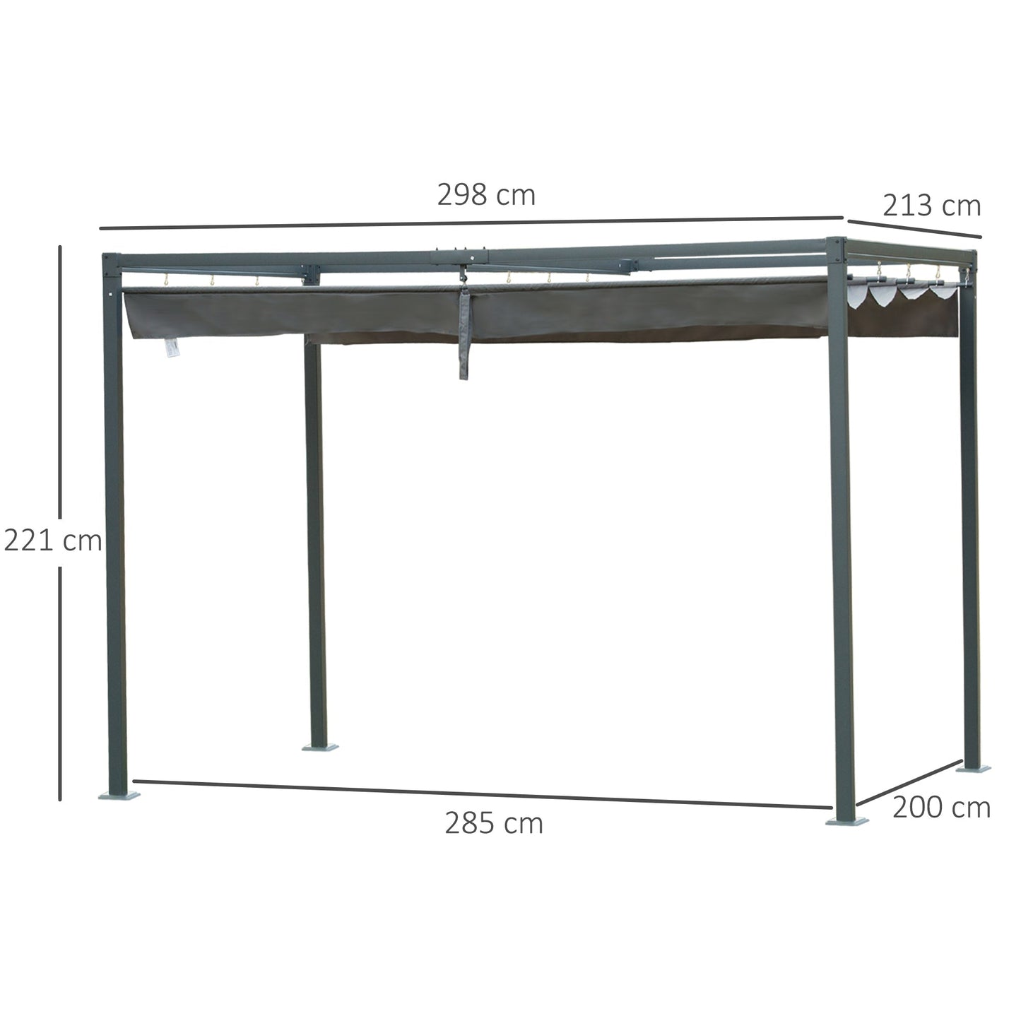 Outsunny Outdoor Pergola 3x2m With Retractable Roof For Garden And Patio Metal Gazebo Shelter With Drainage Holes