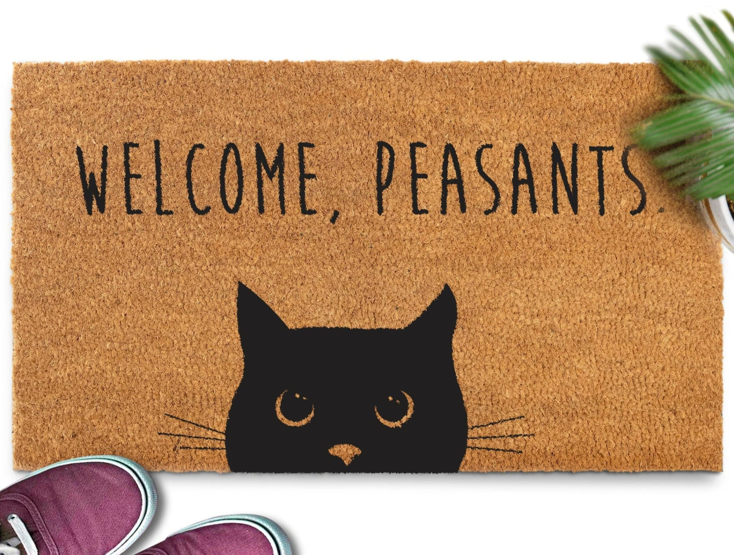 Cat Doormat For Cat Lovers Welcome Peasants Funny Outdoor Mat 30x17 Or 50x15 Durable Coco Fiber