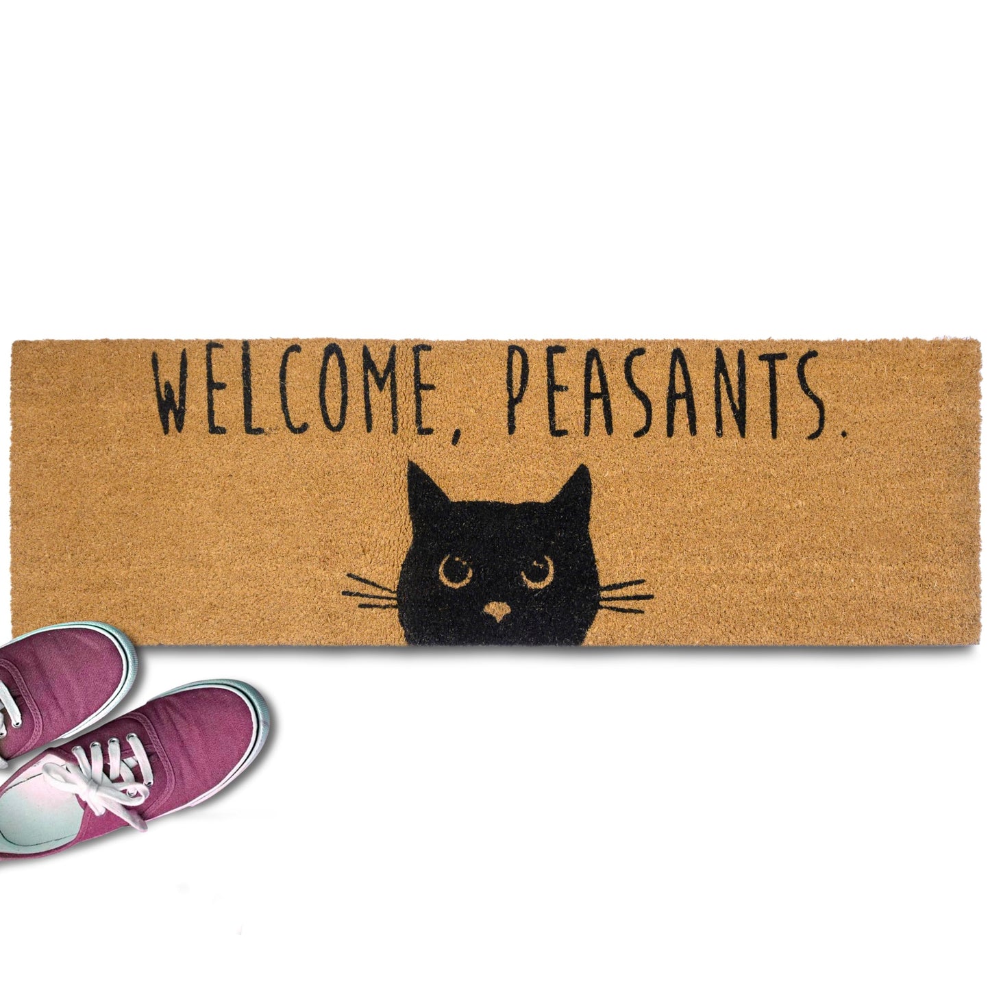 Cat Doormat For Cat Lovers Welcome Peasants Funny Outdoor Mat 30x17 Or 50x15 Durable Coco Fiber
