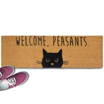 Cat Doormat For Cat Lovers Welcome Peasants Funny Outdoor Mat 30x17 Or 50x15 Durable Coco Fiber