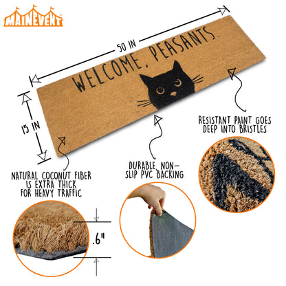 Cat Doormat For Cat Lovers Welcome Peasants Funny Outdoor Mat 30x17 Or 50x15 Durable Coco Fiber