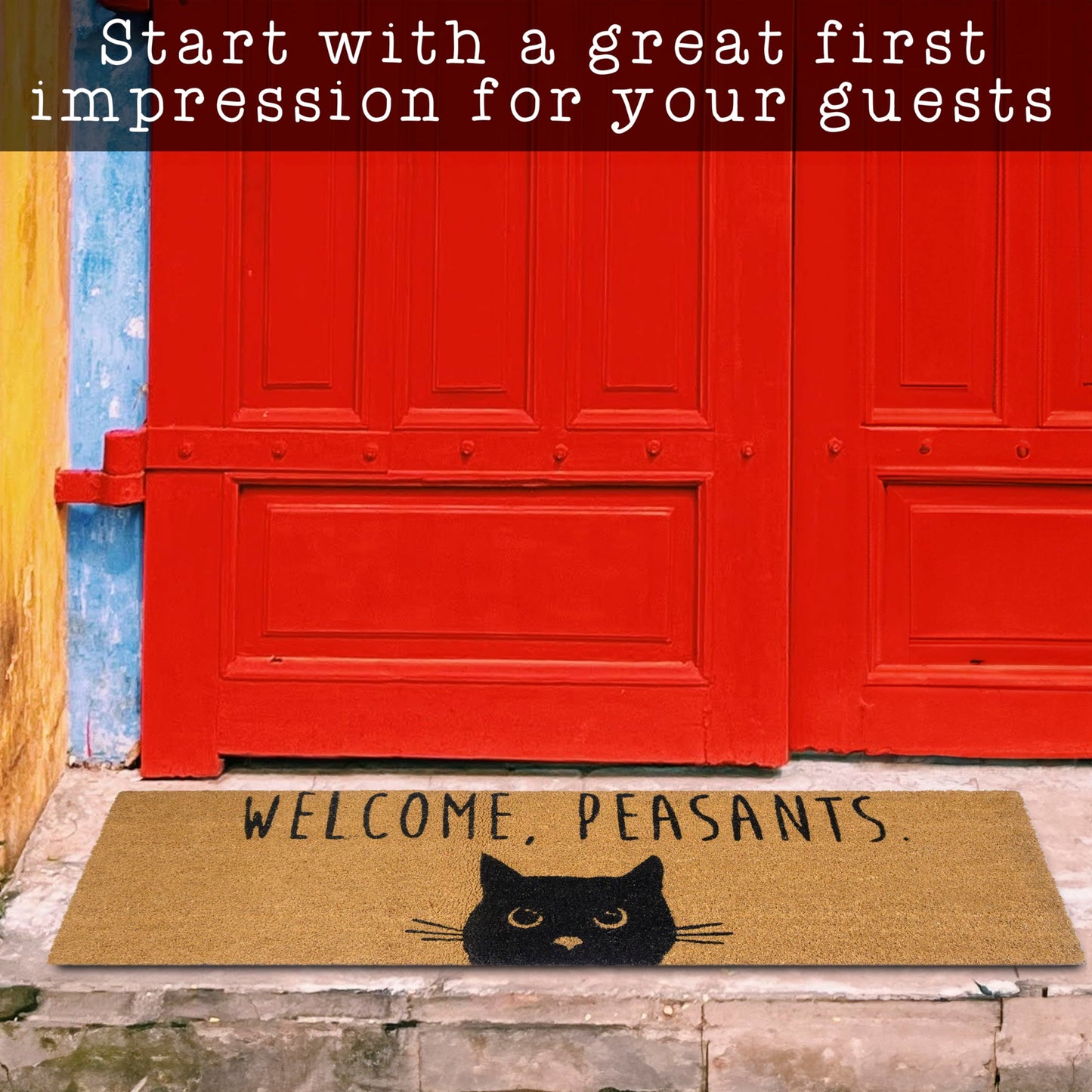 Cat Doormat For Cat Lovers Welcome Peasants Funny Outdoor Mat 30x17 Or 50x15 Durable Coco Fiber