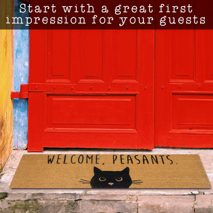 Cat Doormat For Cat Lovers Welcome Peasants Funny Outdoor Mat 30x17 Or 50x15 Durable Coco Fiber