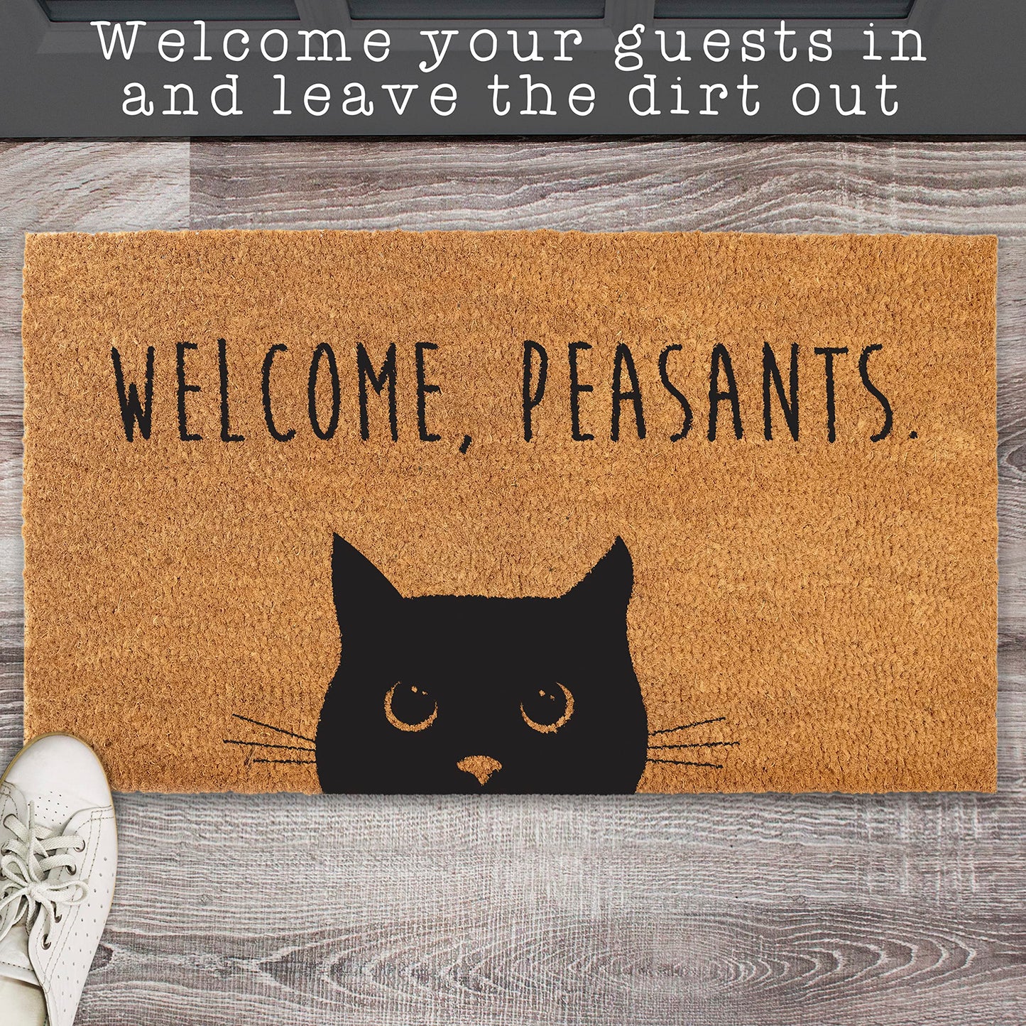 Cat Doormat For Cat Lovers Welcome Peasants Funny Outdoor Mat 30x17 Or 50x15 Durable Coco Fiber