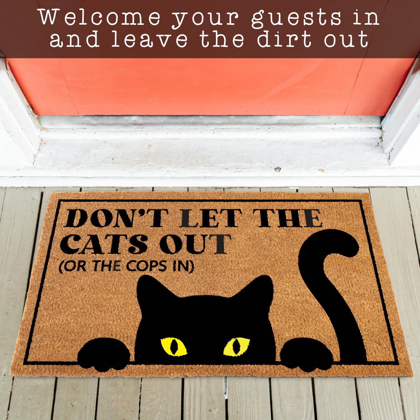 Coir Cat Doormat Dont Let The Cats Out Or The Cops In Durable Year Round Welcome Mat For Cat Owners