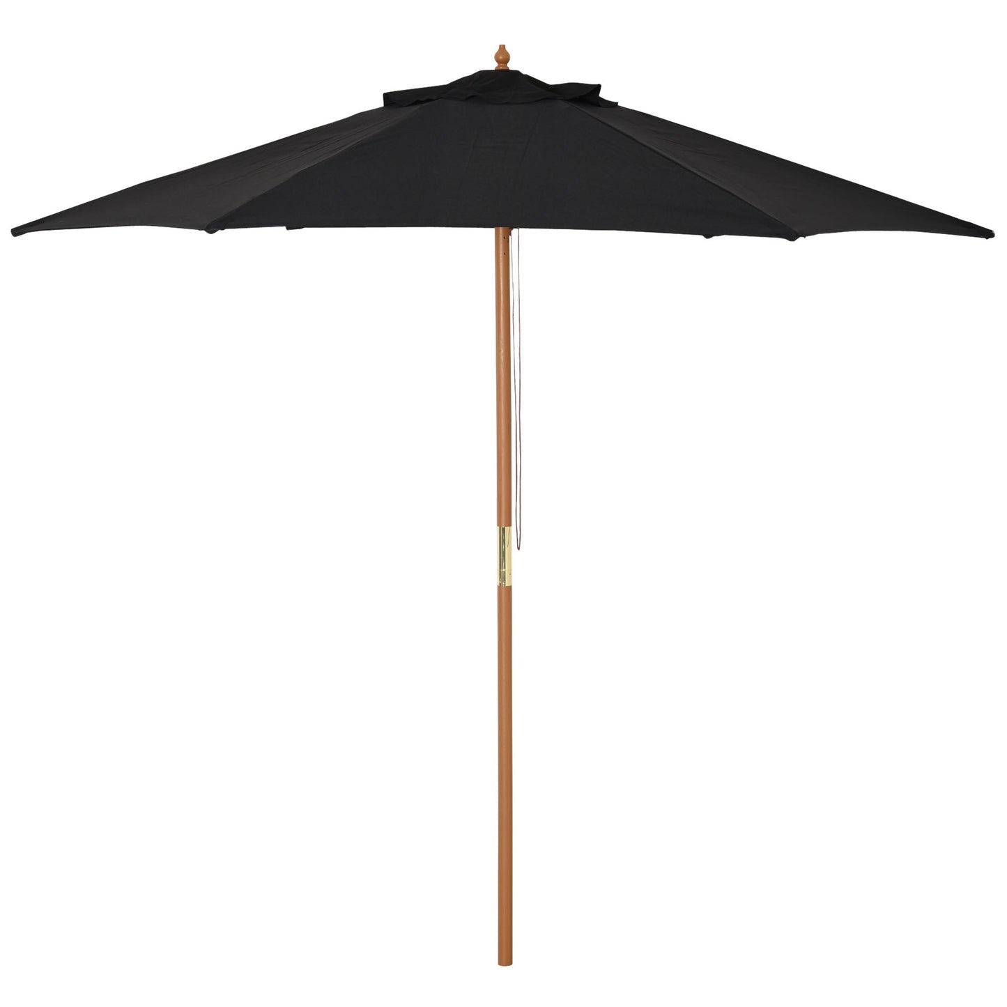 Outsunny Wooden Garden Umbrella Sun Shade With Top Vents Bamboo Ribs And Sturdy Wood Pole For Outdoor Spaces Black