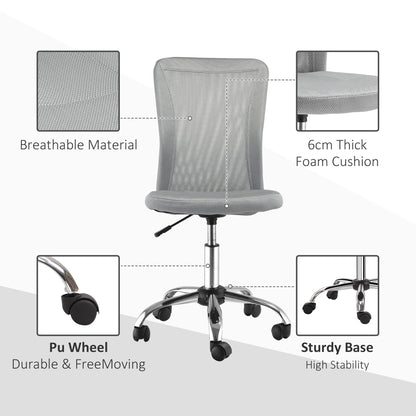 Vinsetto Office Chair With Mesh Back Rolling Wheels Adjustable Armless Desk Chair For Home Office