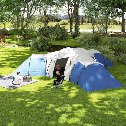 Outsunny Six To Nine Person Tent With Three Bedrooms And Living Room For Family Camping Accessories Included