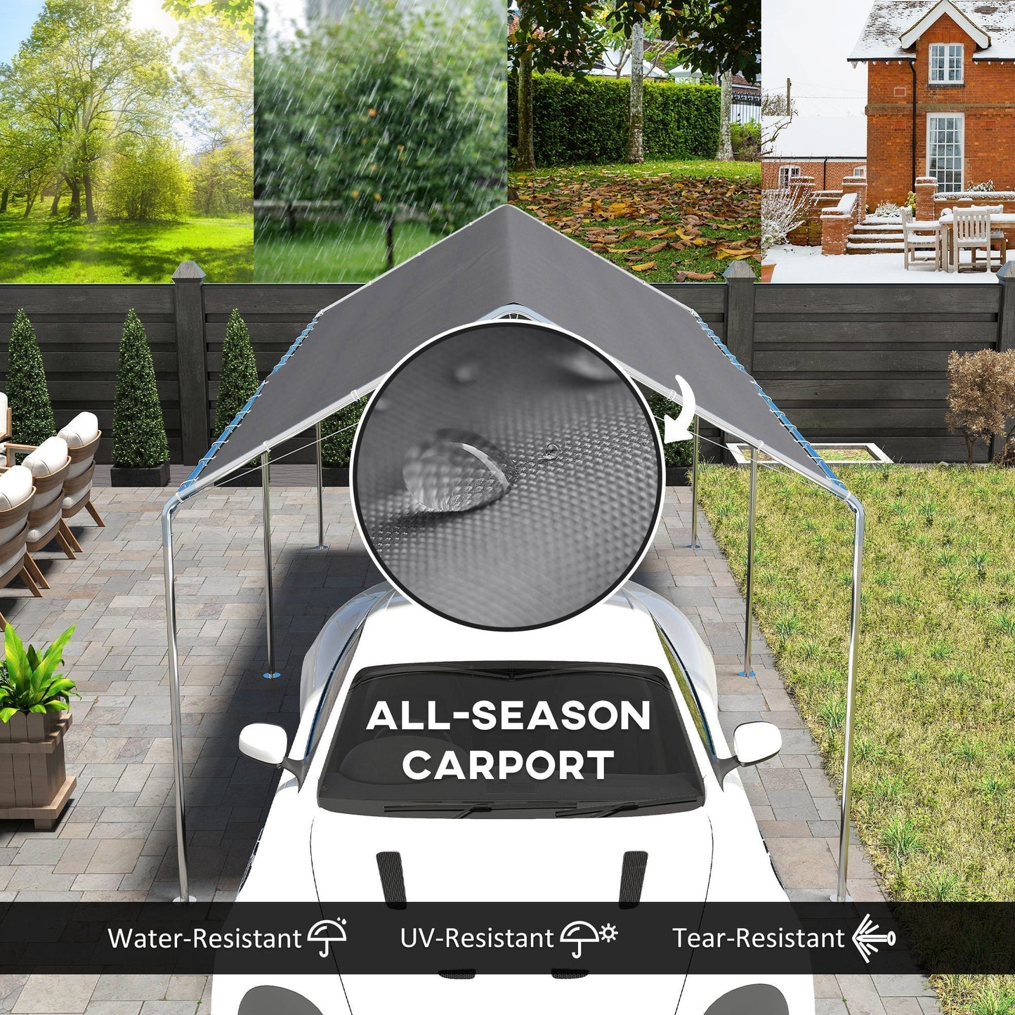 Outsunny 3x6m Heavy Duty Carport Shelter For Cars