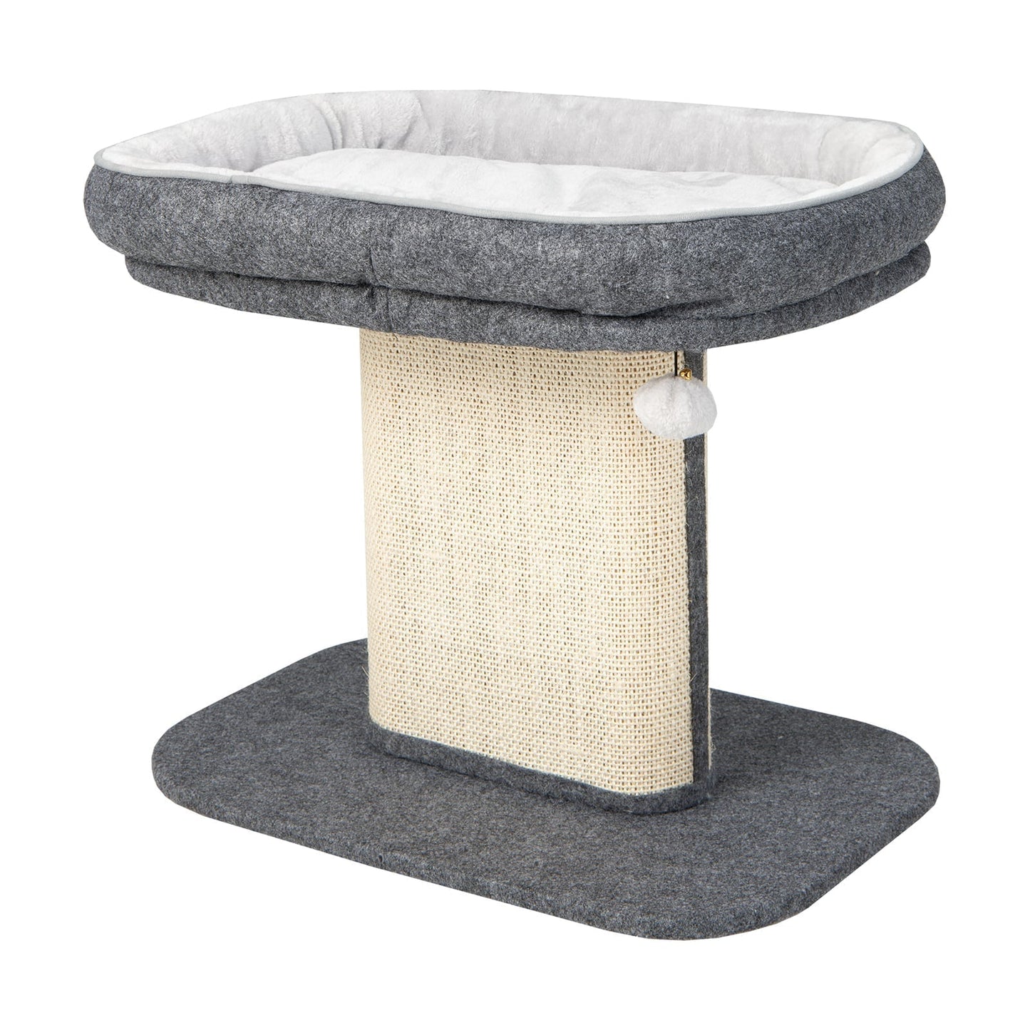 Cat Tree With Sleeping Perch And Sisal Scratching Plate Two-Tier Sturdy Space-Saving Grey For Small Spaces