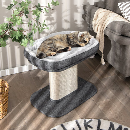 Cat Tree With Sleeping Perch And Sisal Scratching Plate Two-Tier Sturdy Space-Saving Grey For Small Spaces