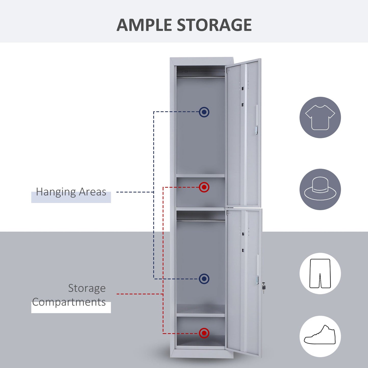 Vinsetto Locker Cabinet Storage In Cold Rolled Steel With Shelves Secure Vertical Cupboard For Office Gym Home Garage