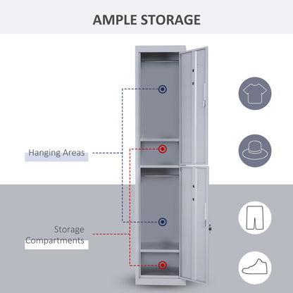 Vinsetto Locker Cabinet Storage In Cold Rolled Steel With Shelves Secure Vertical Cupboard For Office Gym Home Garage