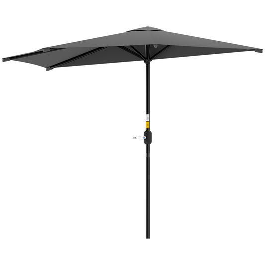 Outsunny 3m Half Parasol Space Saving Wall Mounted for Balcony and Small Garden with Crank Handle