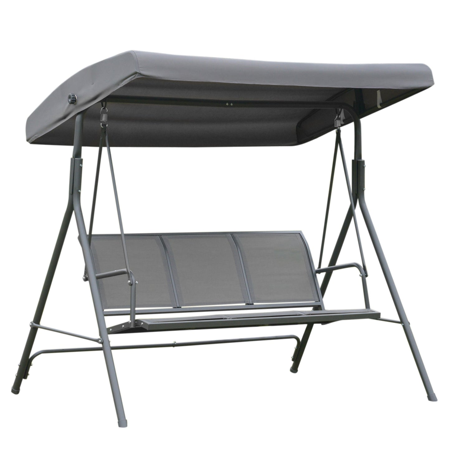 Outsunny 3 Seater Garden Swing Chair With Canopy And Breathable Mesh Seat