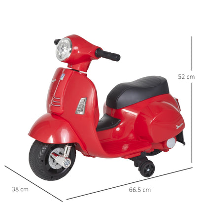 HOMCOM Vespa Licensed 6V Kids Ride On Motorcycle With Horn And Headlights For Ages 18 To 36 Months