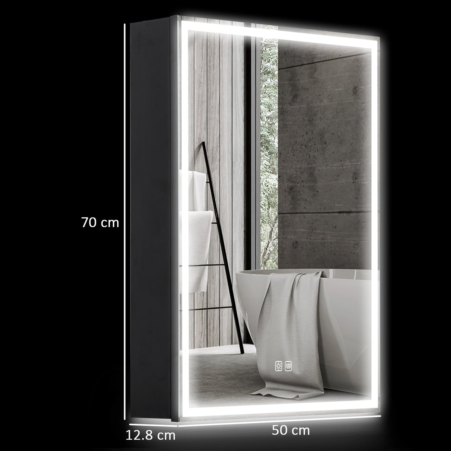 HOMCOM Bathroom Mirror Cabinet With LED Lights Shaver Socket Demister Dimmer For Modern Bathrooms