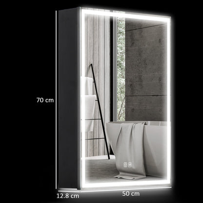 HOMCOM Bathroom Mirror Cabinet With LED Lights Shaver Socket Demister Dimmer For Modern Bathrooms
