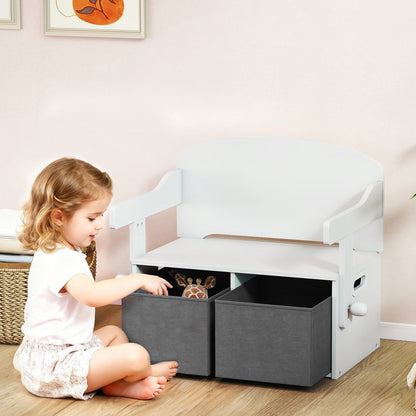 AIYAPLAY 3 In 1 Kids Storage Bench Convertible Table Chair Set With Bins