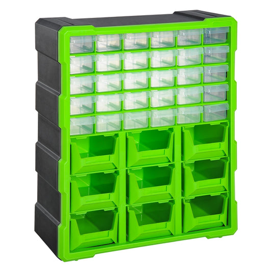 DURHAND 39 Drawer Parts Organizer Wall Mount Cabinet For Garage Durable Easy Access With Clear Drawers