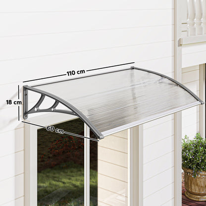 Outsunny Front Door Canopy Outdoor Awning 110x60cm Rain Shelter Aluminium Frame Easy Wall Mount For Homeowners
