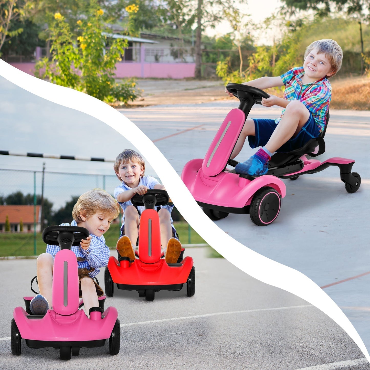 6V Electric Ride On Drift Car Pink For Kids 3 To 8 Durable Sturdy Frame Realistic Fun