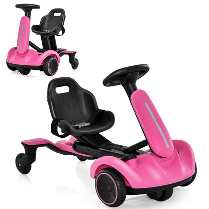 6V Electric Ride On Drift Car Pink For Kids 3 To 8 Durable Sturdy Frame Realistic Fun