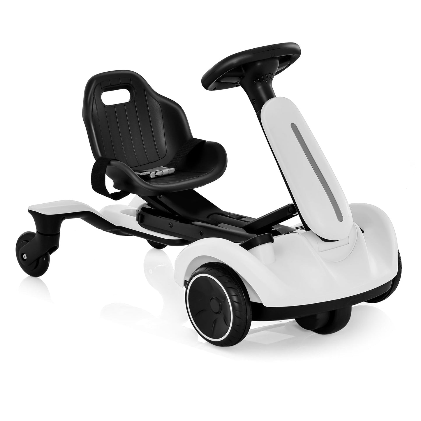 6V Electric Ride On Drift Car for Kids 3 to 8 Years Old White Durable Frame for Safe Home Play