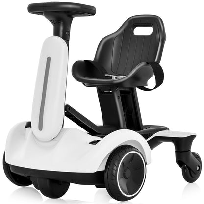6V Electric Ride On Drift Car for Kids 3 to 8 Years Old White Durable Frame for Safe Home Play