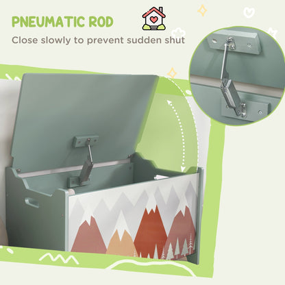 ZONEKIZ Kids Toy Box With Lid Safety Hinge For Safe Toy Storage Green Perfect For Playrooms