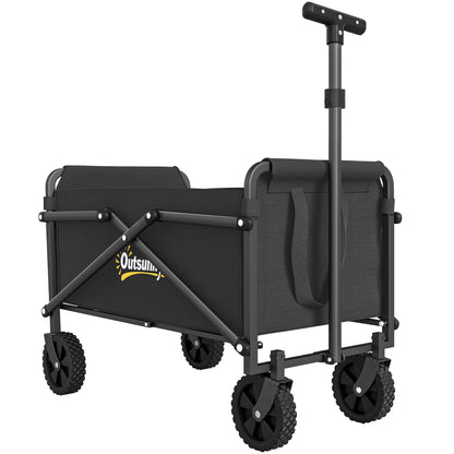Outsunny 41L Festival Trolley On Wheels Heavy Duty Folding Wagon With Adjustable Handle For Beach Camping Festivals