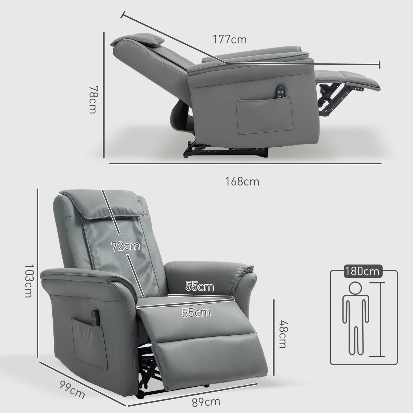 HOMCOM 3D Kneading Massage Recliner Chair For Home Use With Remote USB Side Pockets