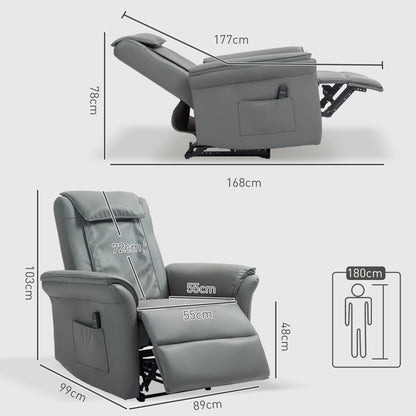 HOMCOM 3D Kneading Massage Recliner Chair For Home Use With Remote USB Side Pockets